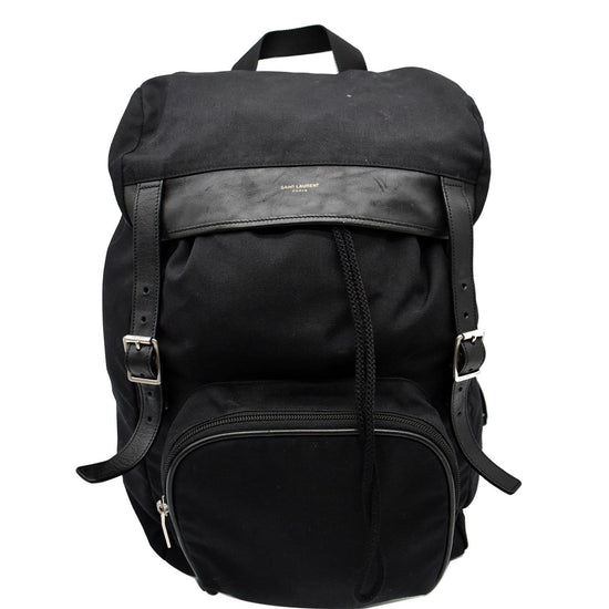 YVES SAINT LAURENT Hunting Rucksack Canvas Backpack Bag Black