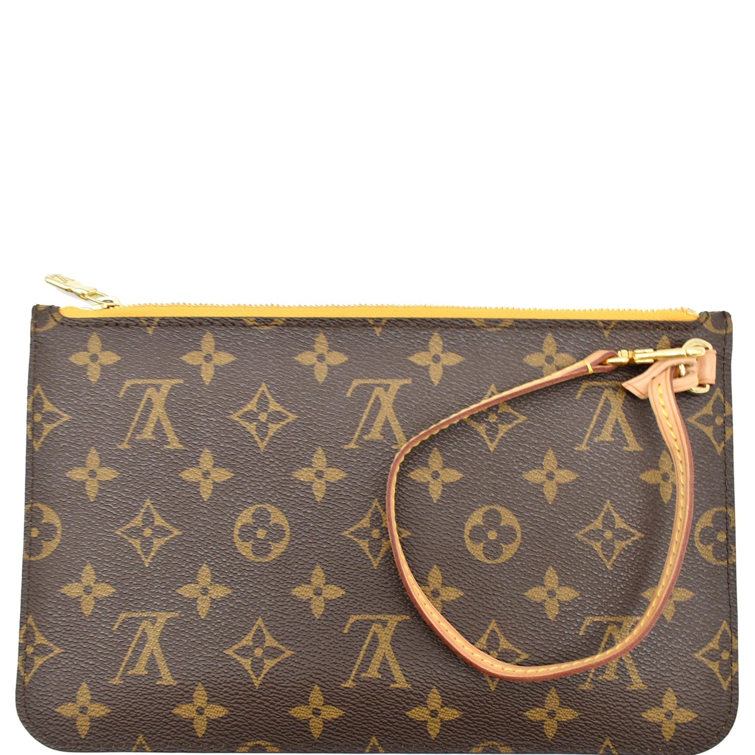 LOUIS VUITTON Neverfull MM Monogram Canvas Pochette Wristlet Pouch Bro