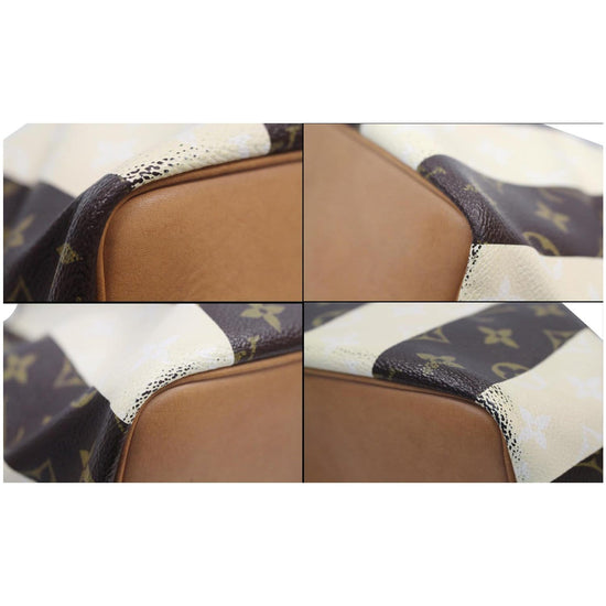 Louis Vuitton Brown Monogram Rayures Noe White Leather Cloth ref.160448 -  Joli Closet