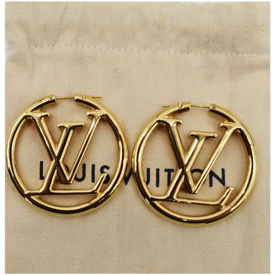 Louis Vuitton, Jewelry, Louis Vuitton Hoop Earrings Circle Lv Logo Gm