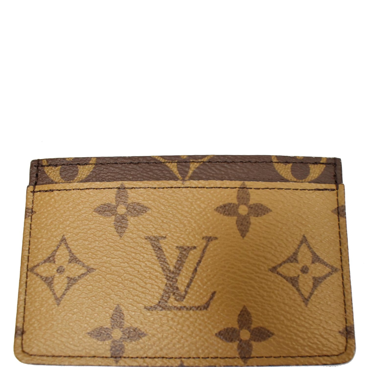 Louis Vuitton Card Holder Reverse Monogram Canvas Brown in Coated