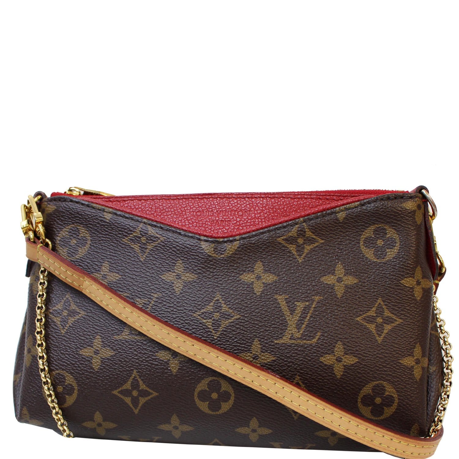 Louis Vuitton Pallas Clutch Monogram Canvas Brown, Red