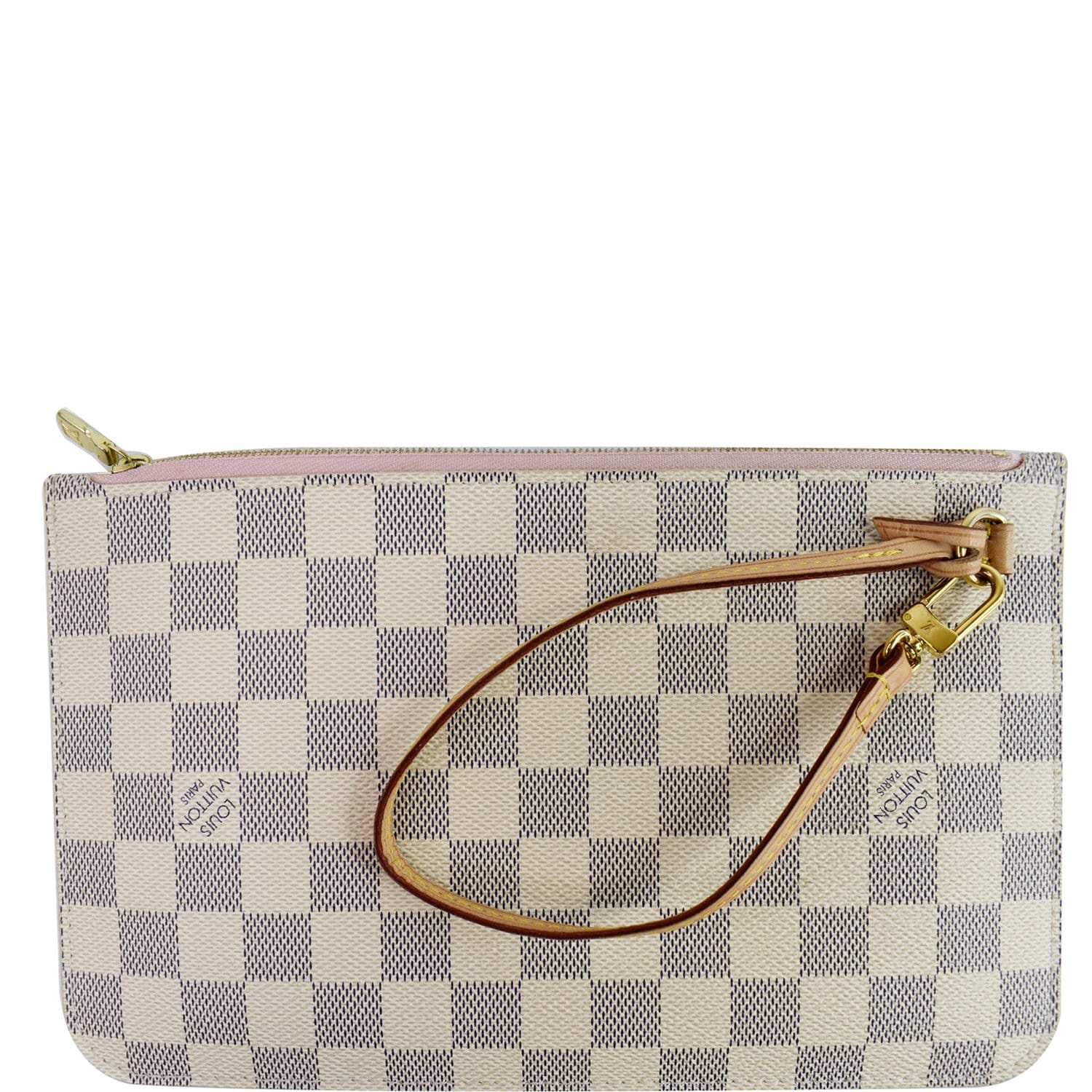 Louis Vuitton Neverfull Wristlet Pochette Damier Azur Clutch