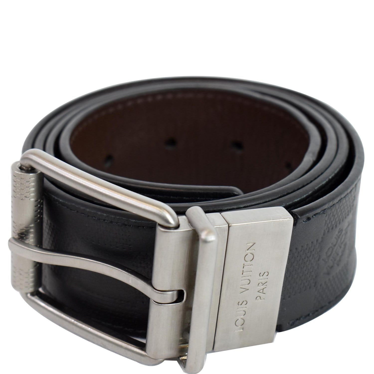 Louis Vuitton Black Damier Inifini Leather Boston Reversible Belt