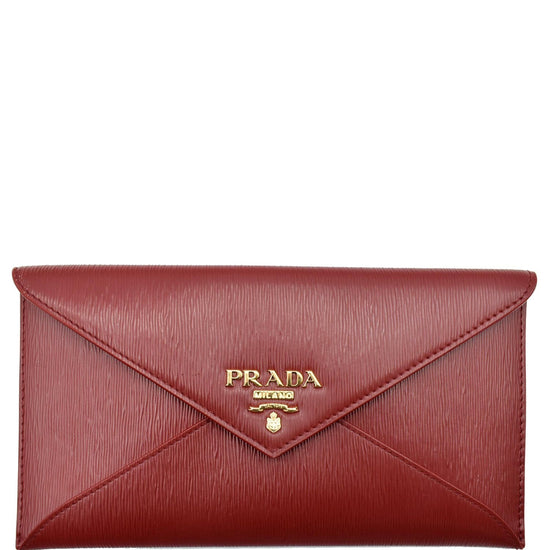 Prada Envelope Leather Chain Clutch Blue - Dallas Designer