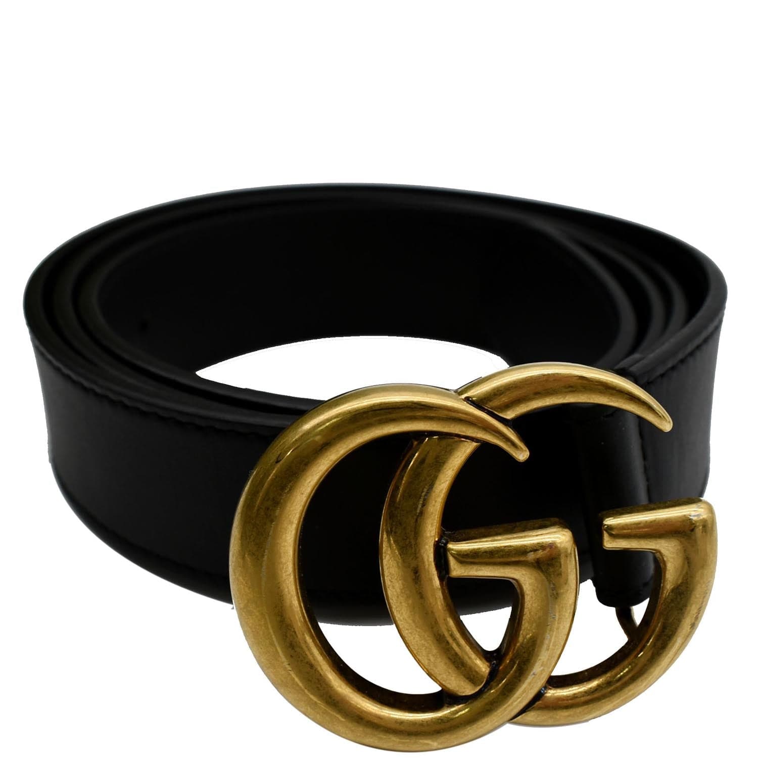 Leather Belt With Double G Buckle in Black - Gucci