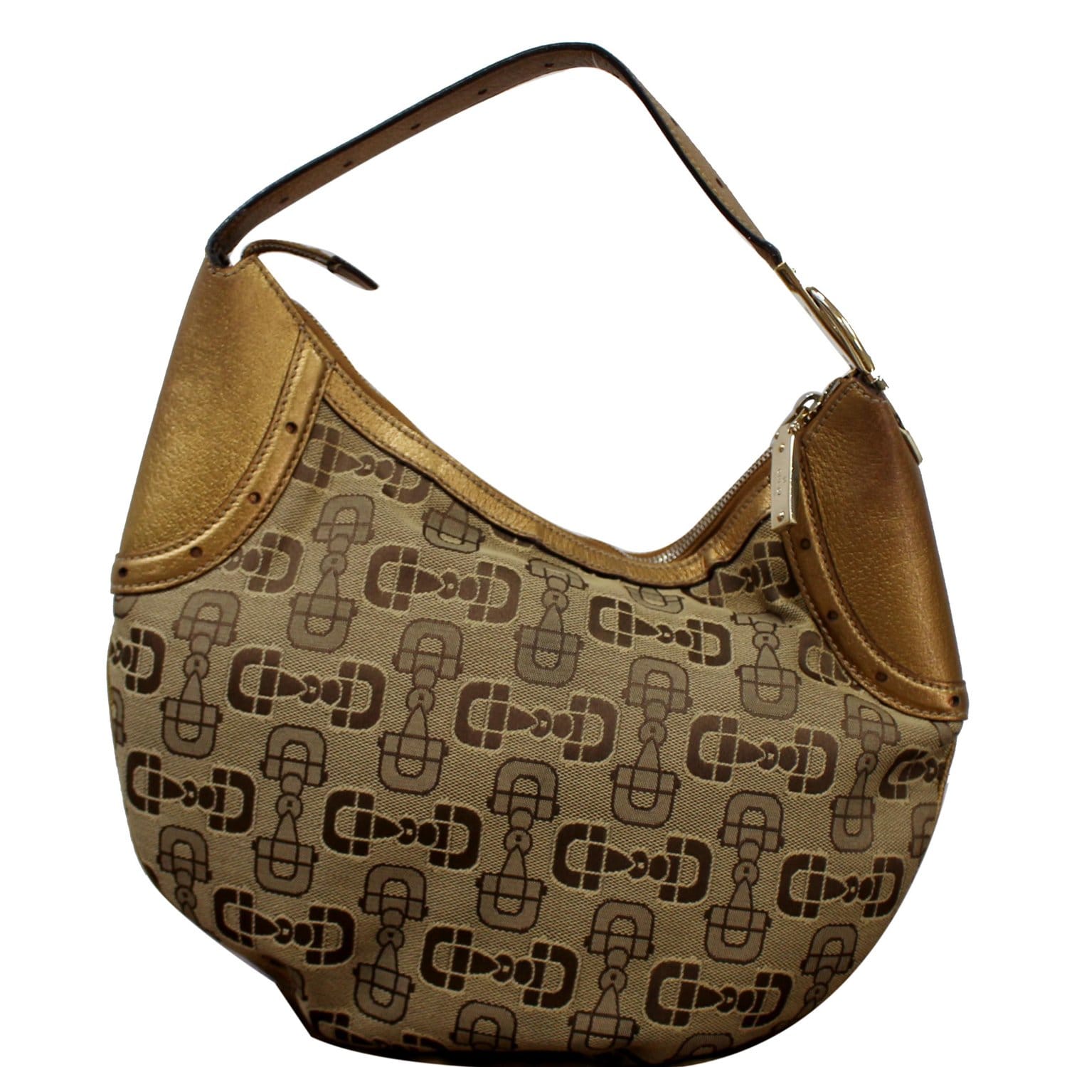 Gucci Shoulder Monogram Brown Canvas Hobo Bag [Guaranteed authentic]