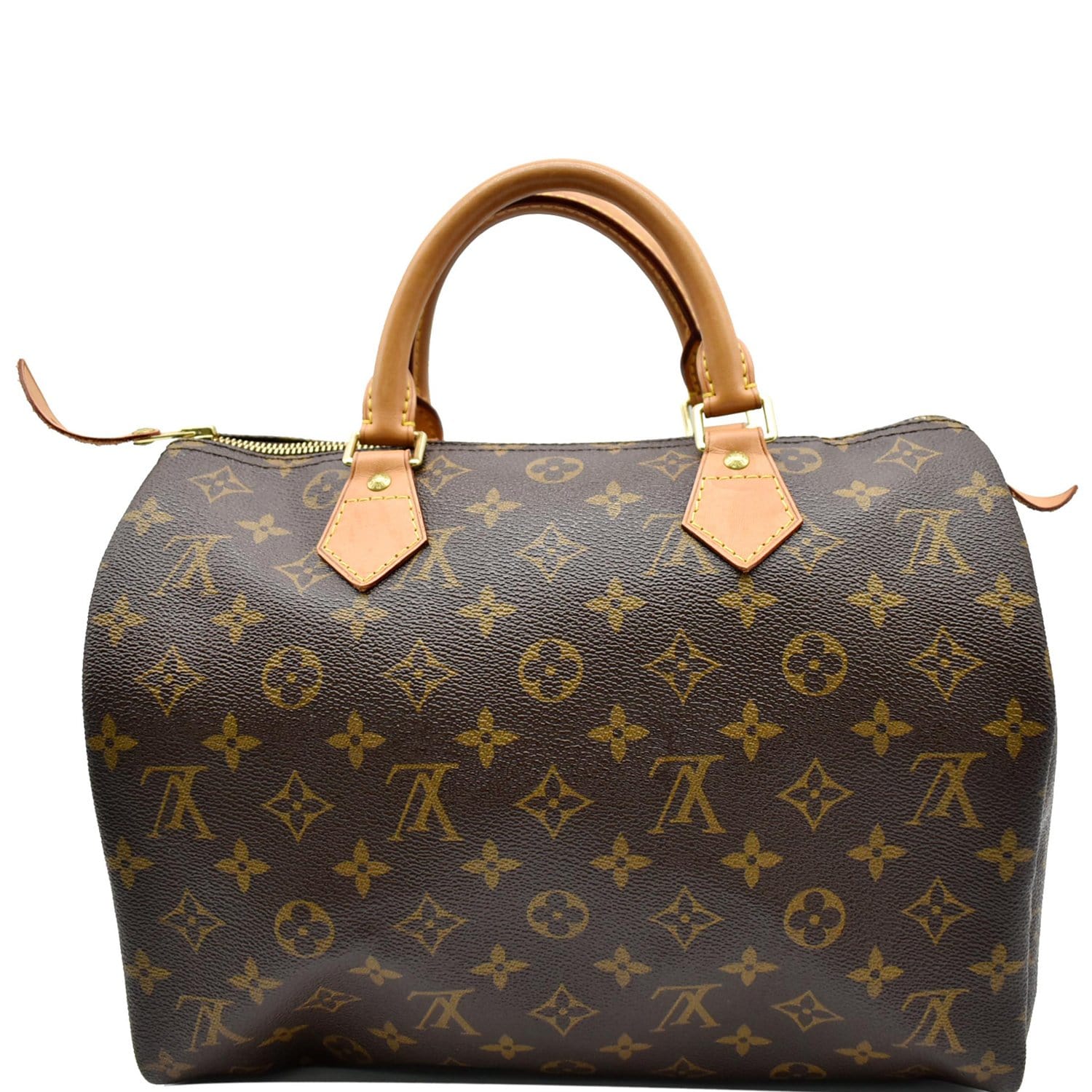 Louis Vuitton Speedy 30 Women's Authentic Pre Owned Custom Painted Handbag Dual Top Handles Brown, Red Luxury Monogram Canvas