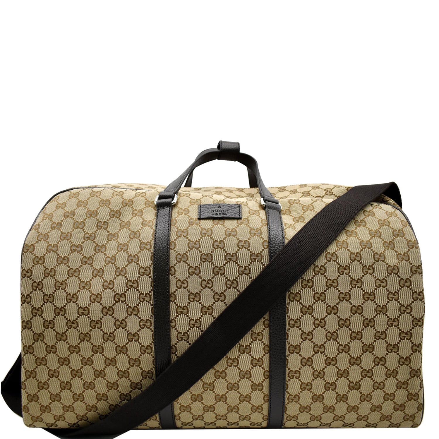 GUCCI Boston GG Monogram Canvas Duffel Travel Bag Beige 610105