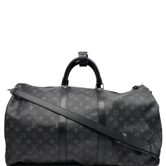 LOUIS VUITTON Keepall 55 Bandouliere Monogram Eclipse Travel Bag  Black/Grey-US