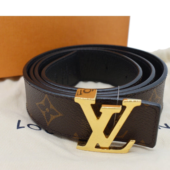 LOUIS VUITTON LV Initiales Monogram Canvas Silver Buckle Belt Brown