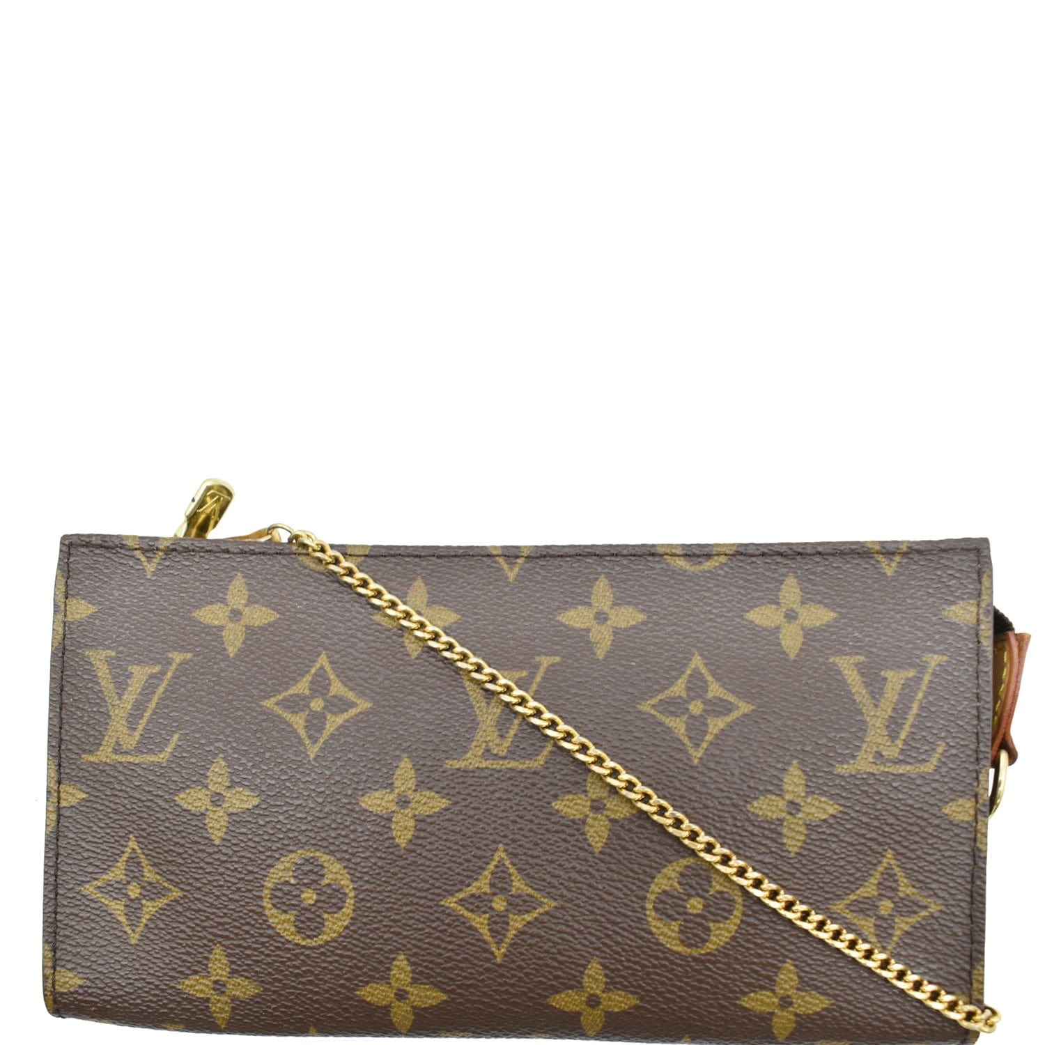 LOUIS VUITTON Monogram Canvas Chain Pochette Brown