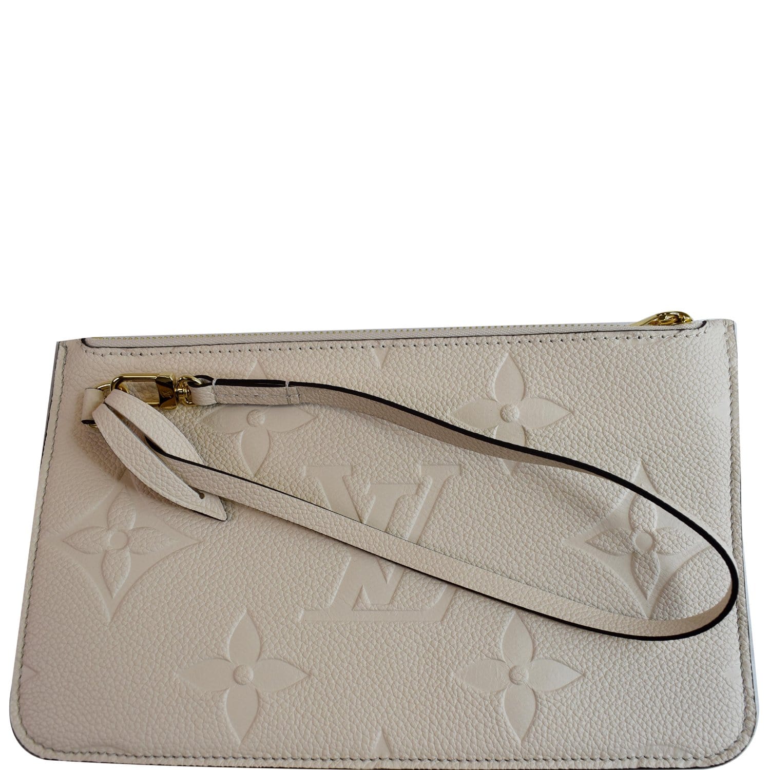 Louis Vuitton Pochette Empreinte Beige Leather Clutch Crossbody Bag from Neverfull W/Added Chain Preowned