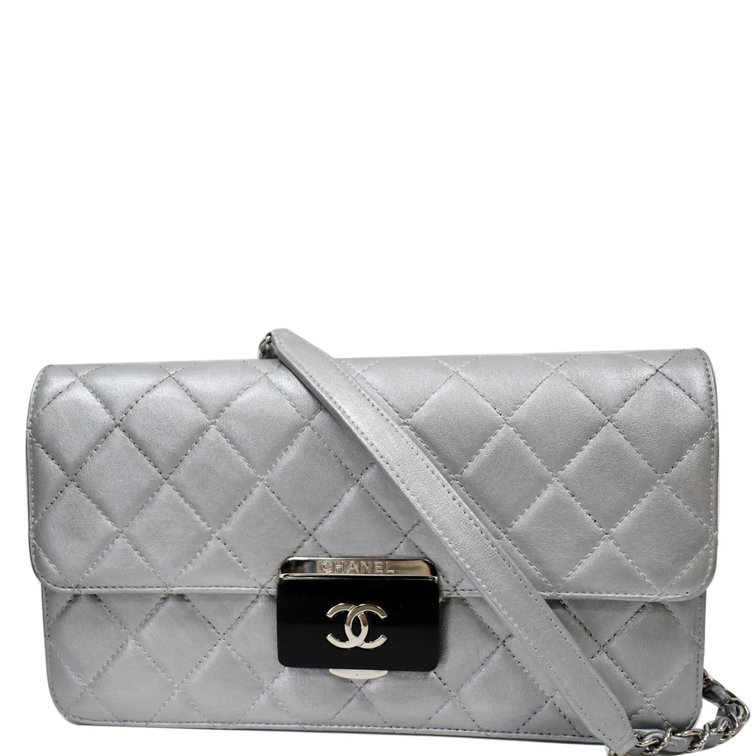 Chanel Silver Quilted Leather New Mini Classic Single Flap Bag