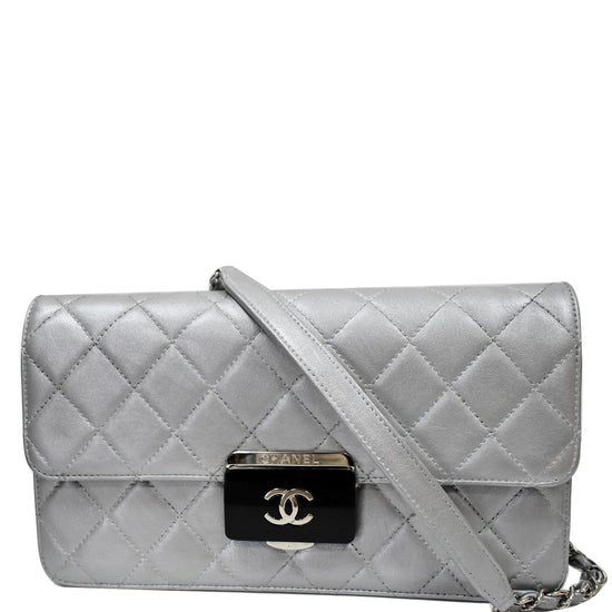 CHANEL Beauty Lock Mini Flap Quilted Sheepskin Leather Shoulder Bag Silver  - 10% OFF