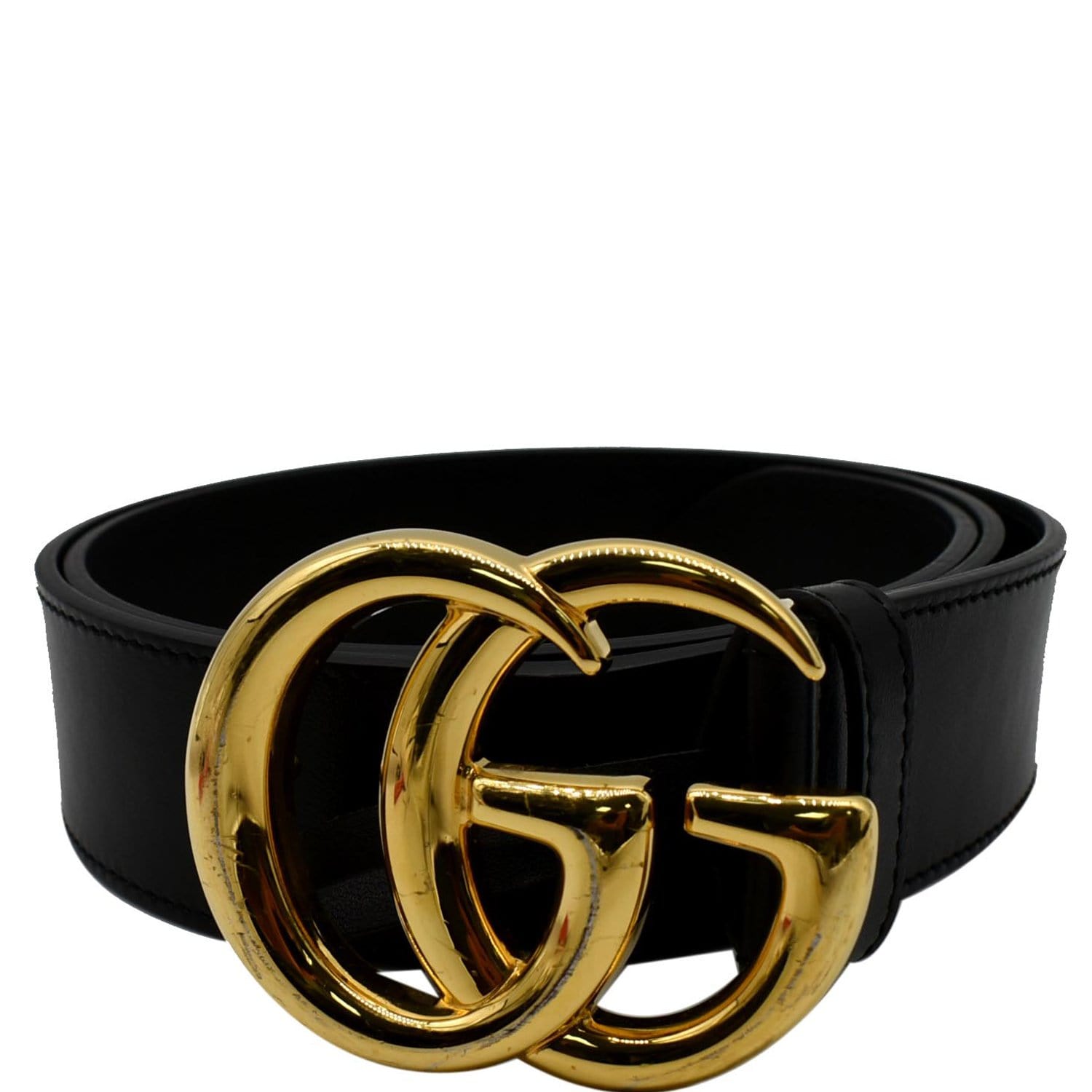 Black GG-logo leather belt, Gucci