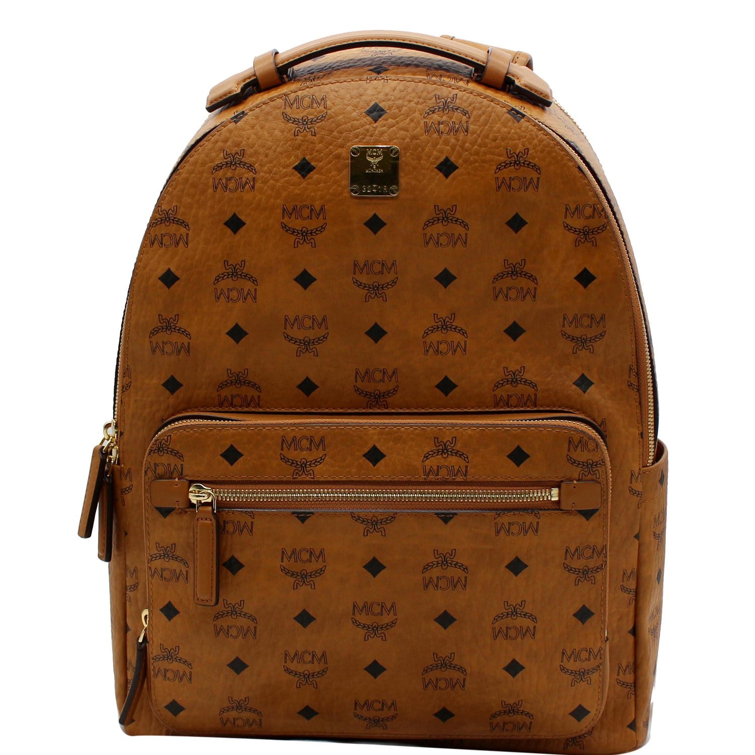 MCM Stark Classic Backpack Visetos Medium Cognac in Coated Canvas with  Gold-tone - US