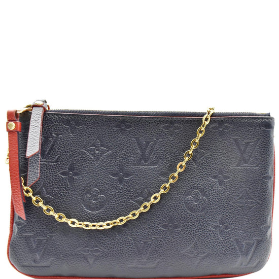 Navy and Red Monogram Empreinte Leather Double Zip Pochette Gold Hardware