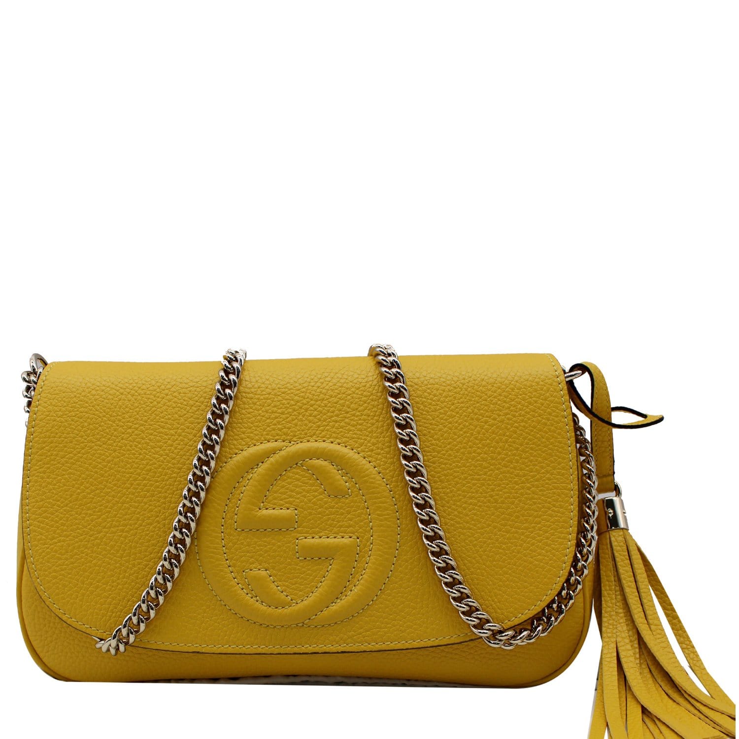 Interlocking leather crossbody bag Gucci Yellow in Leather - 32450062