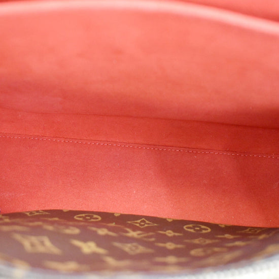 Red Leather and Brown Monogram Coated Canvas Flower Tote Gold Hardware, 2020