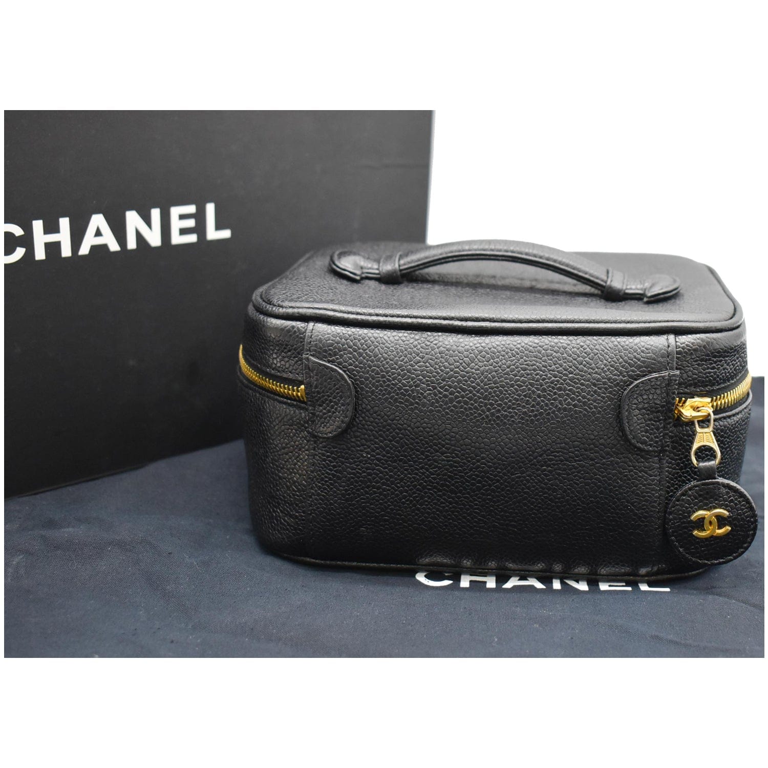 Chanel Vintage Vanity Case in Black Caviar 24k GHW  Vintaged