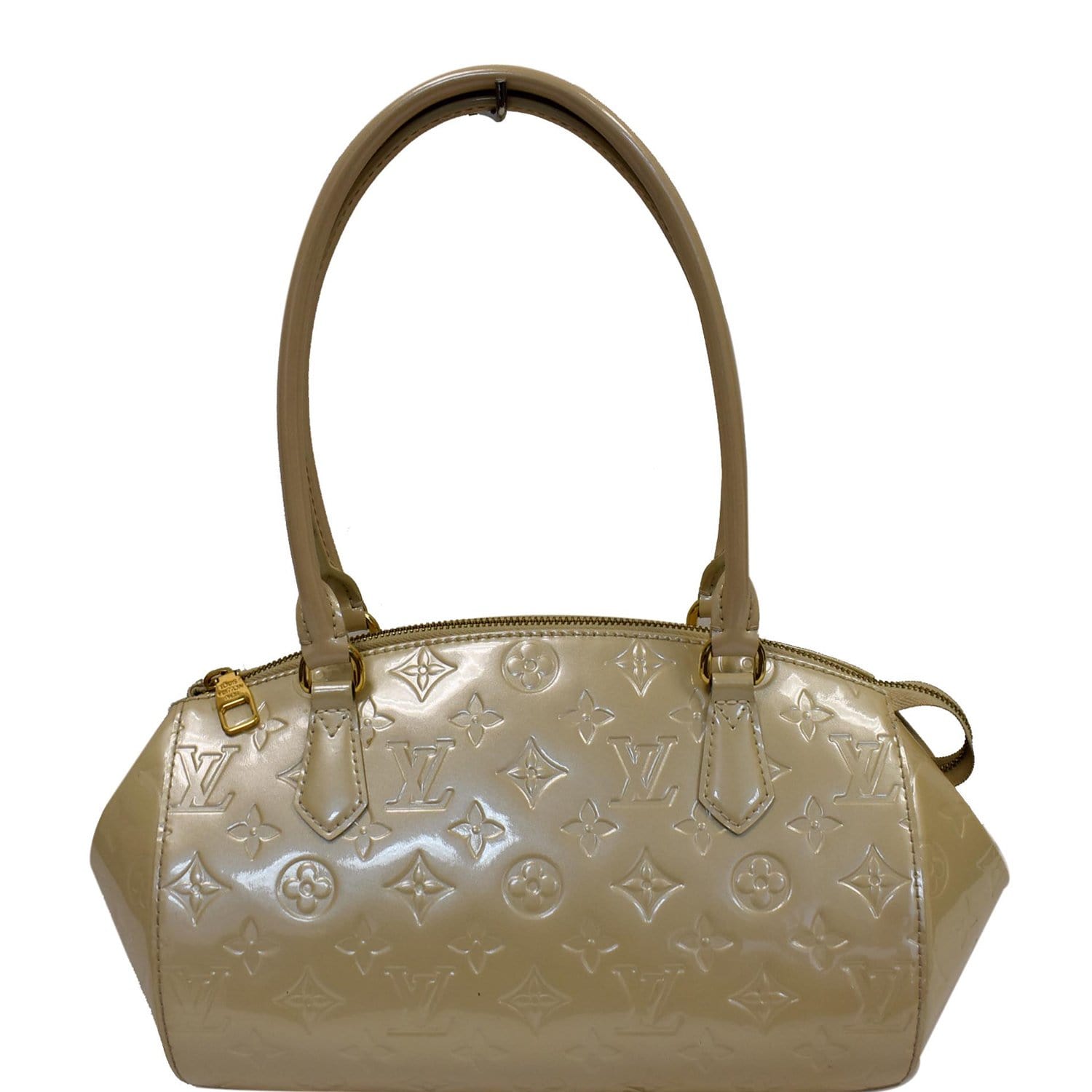 Authentic Louis Vuitton Ivory Vernis Leather sherwood GM Shoulder Handbag