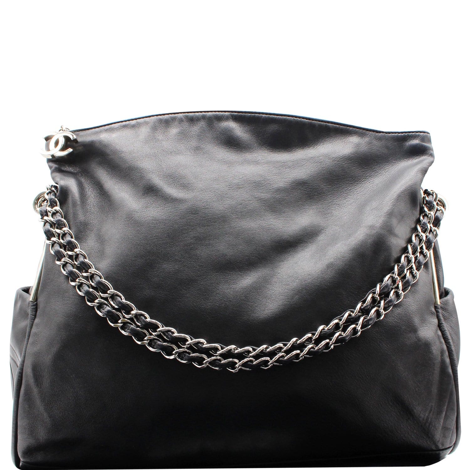 CHANEL Lambskin Large Soft and Chain Hobo Black 1271449