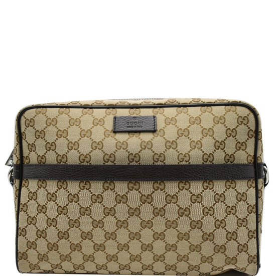 GUCCI GG Monogram Canvas Messenger Bag Dark Beige 449173