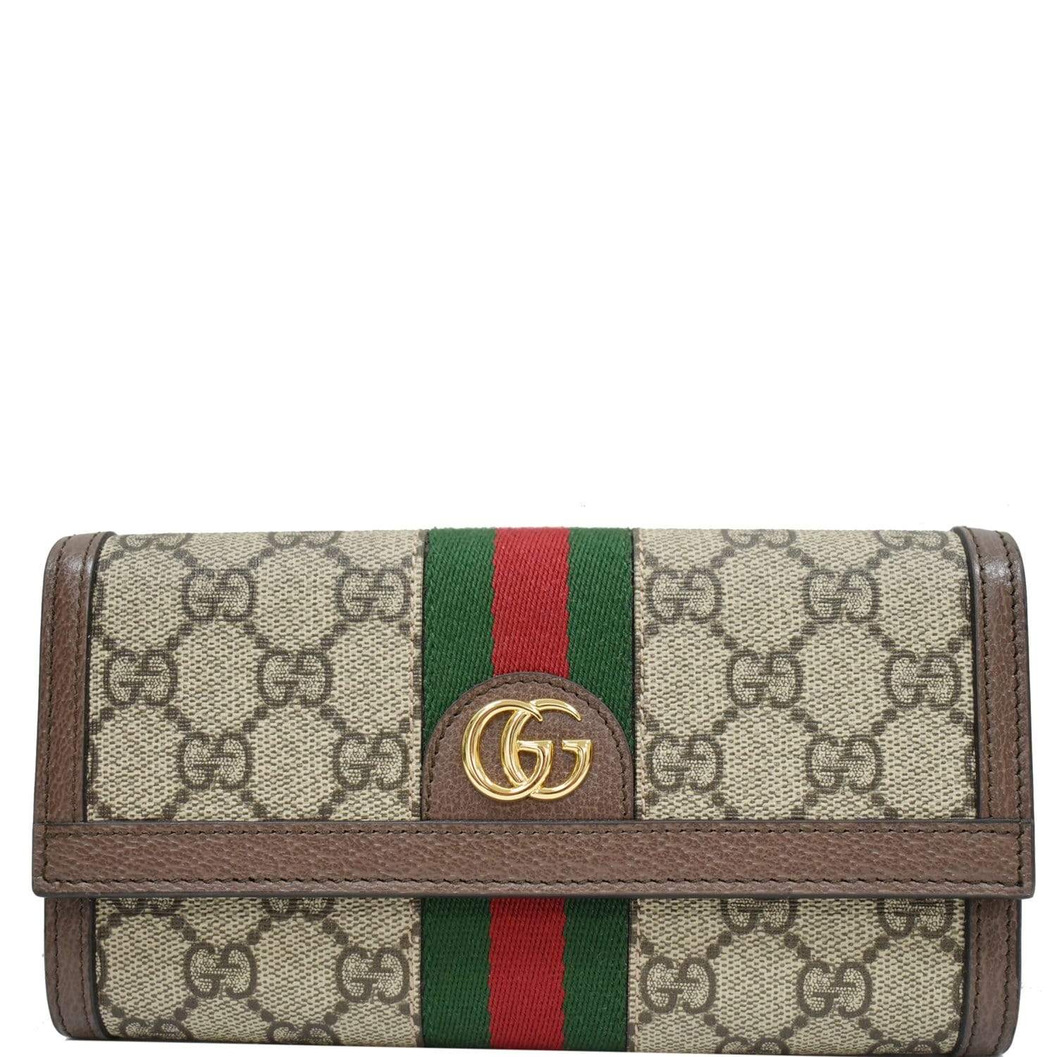 Authentic GUCCI Canvas Leather Continental Long Wallet 