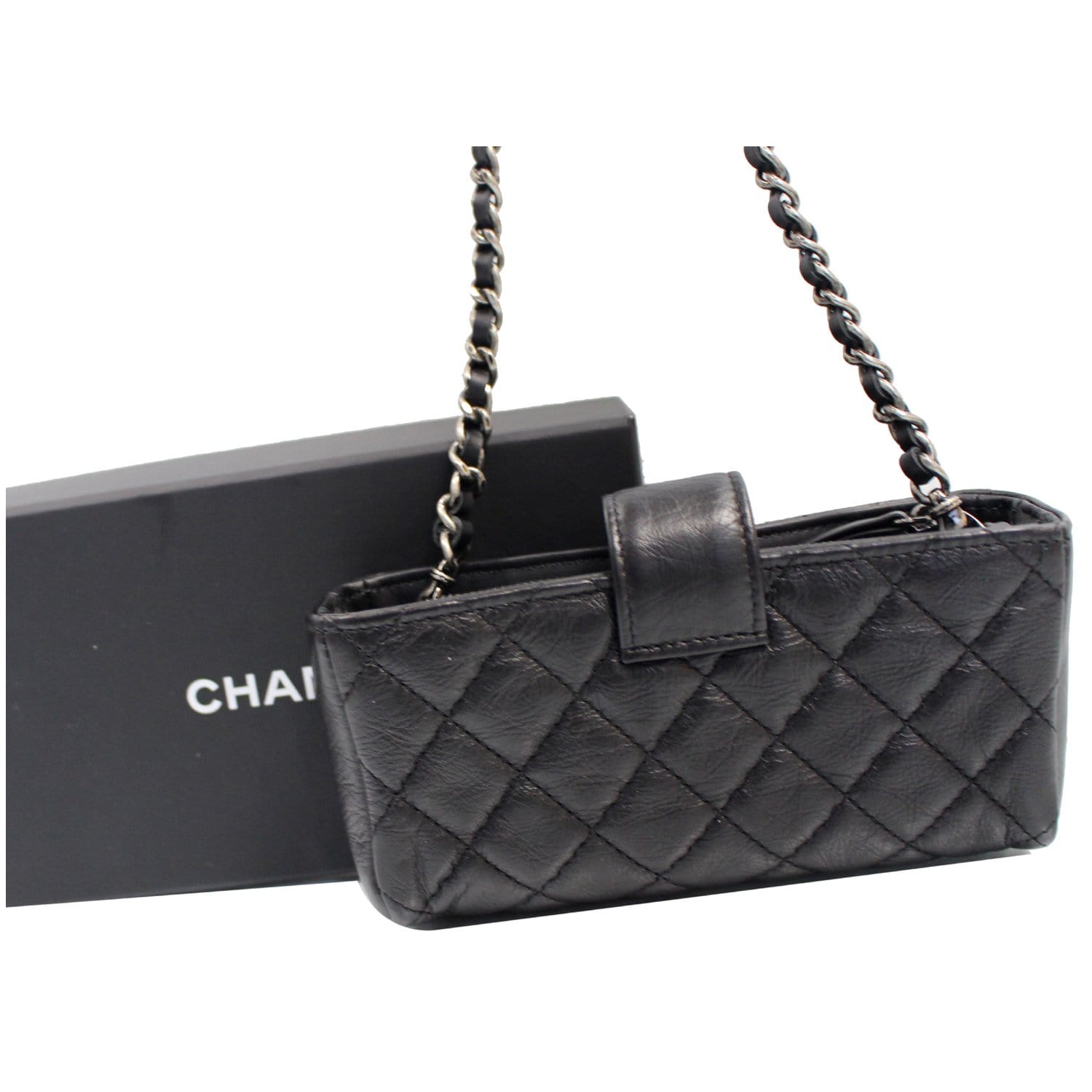 quilted clutch bag with chain