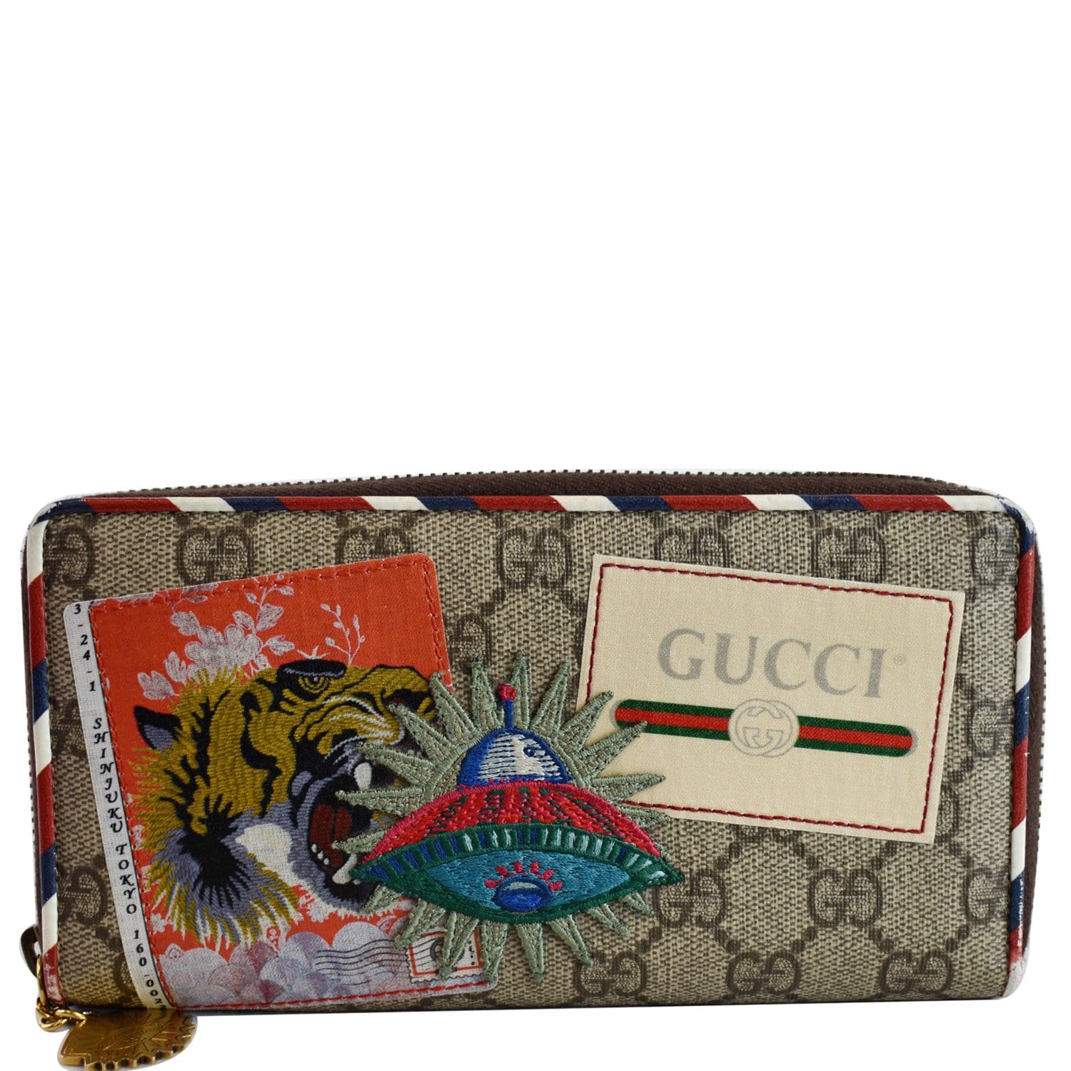 Gucci Beige/Orange GG Supreme Canvas and Leather Zip Around Wallet –  STYLISHTOP