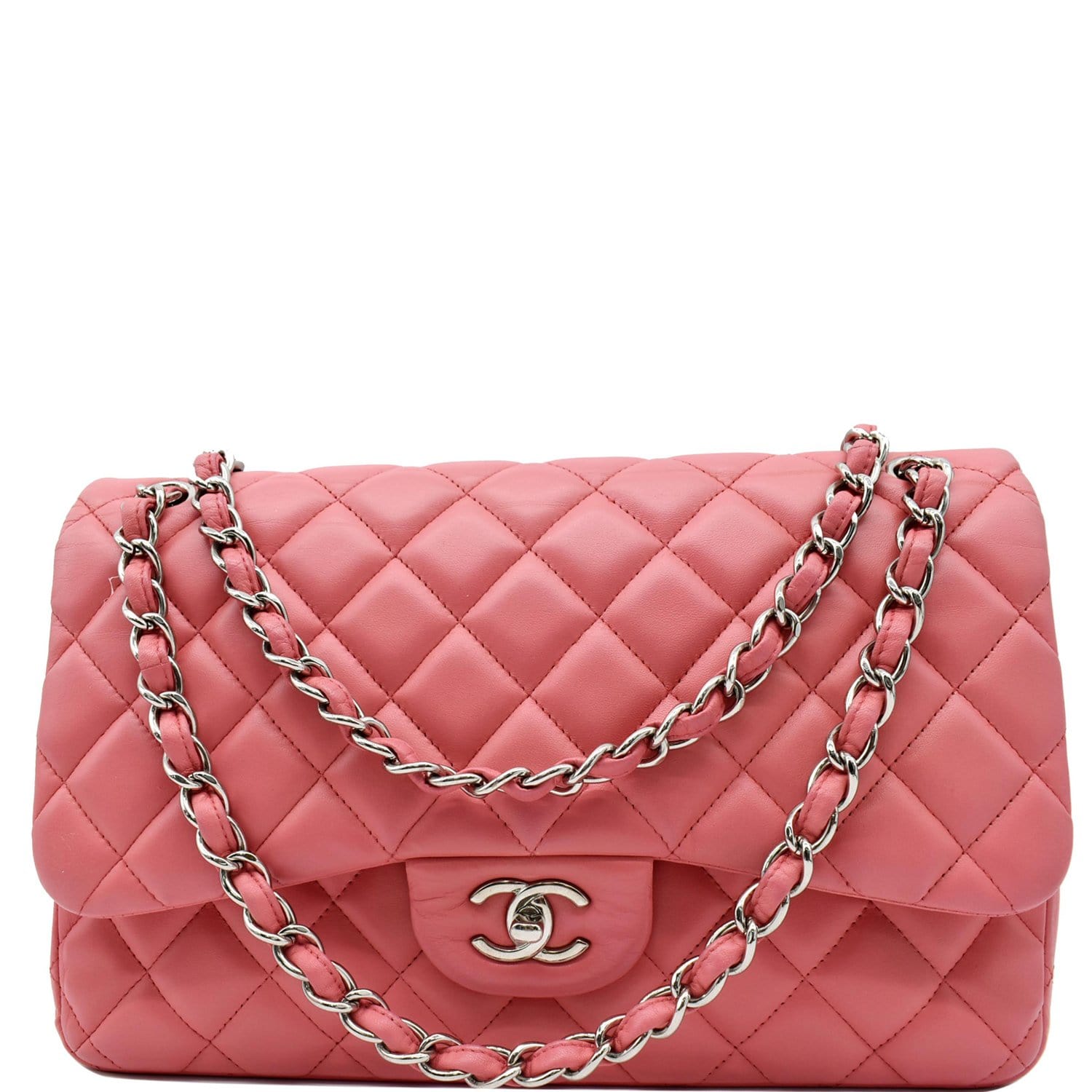 chanel pink and black purse shoulder