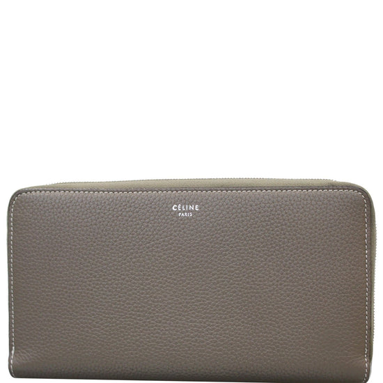 CELINE Large Zip Around Multifunction Drummed Calfskin Wallet