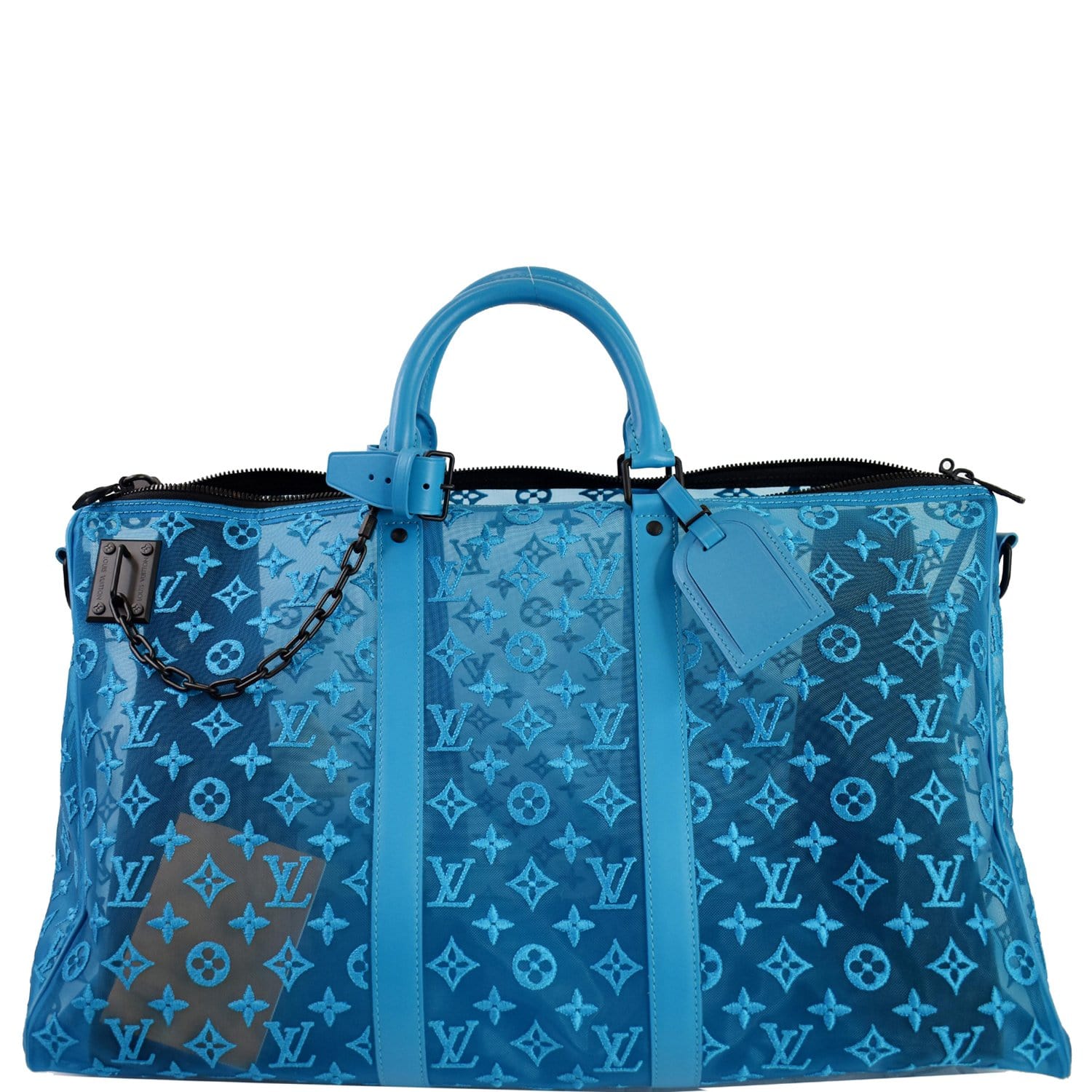 Louis Vuitton City Keepall Monogram Leather Travel Bag Blue