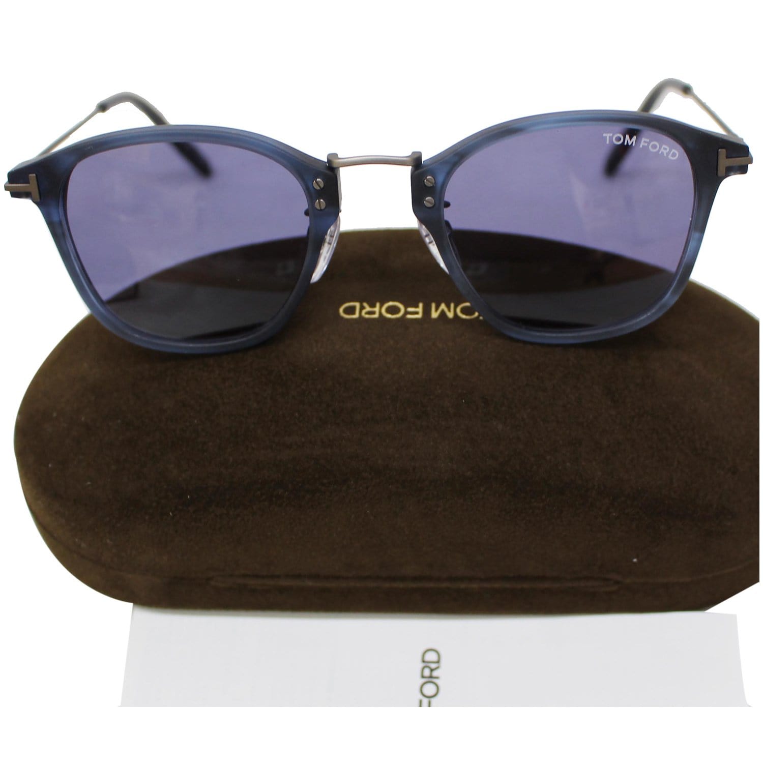 TOM FORD FT0793-D 91V 47 Matte Blue Sunglasses Violet Lens