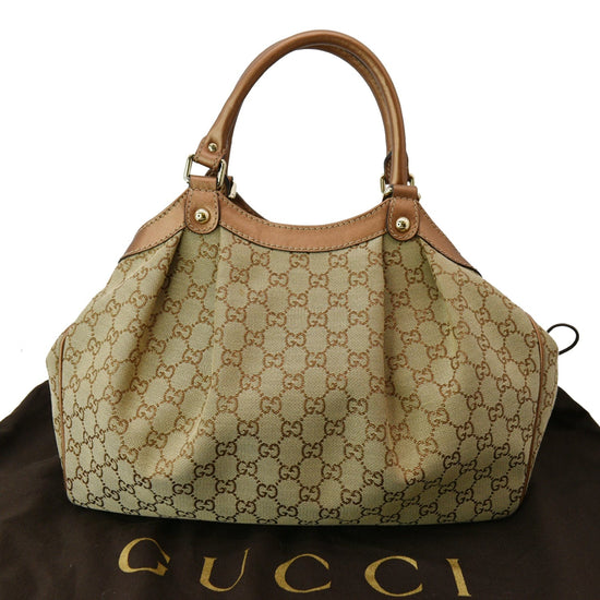 Gucci Beige/White GG Canvas Medium Sukey Tote Bag