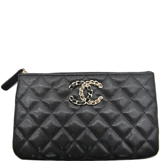 CHANEL Caviar Quilted Small French New Wave CC Pouch Black 1257933