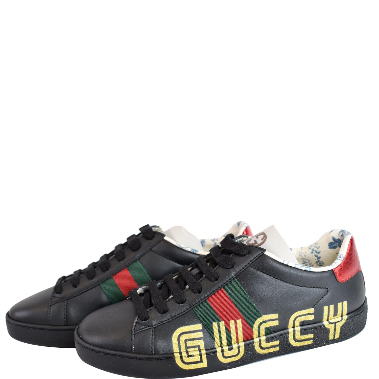 Dykker Beundringsværdig Pelagic GUCCI Web Ace Guccy Leather Sneakers Black 525268 US 7