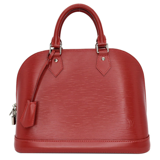 Authentic Louis Vuitton Epi Leather Alma BB in Red Satchel handbag