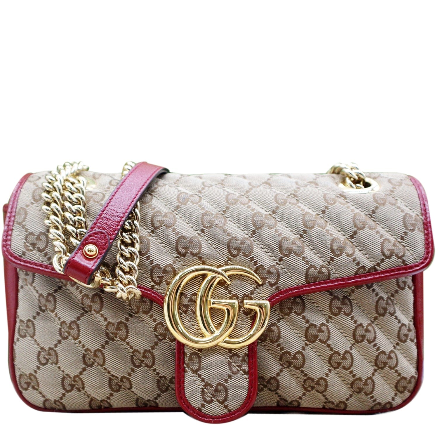 GUCCI Marmont Petite textured-leather and printed coated-canvas shoulder bag