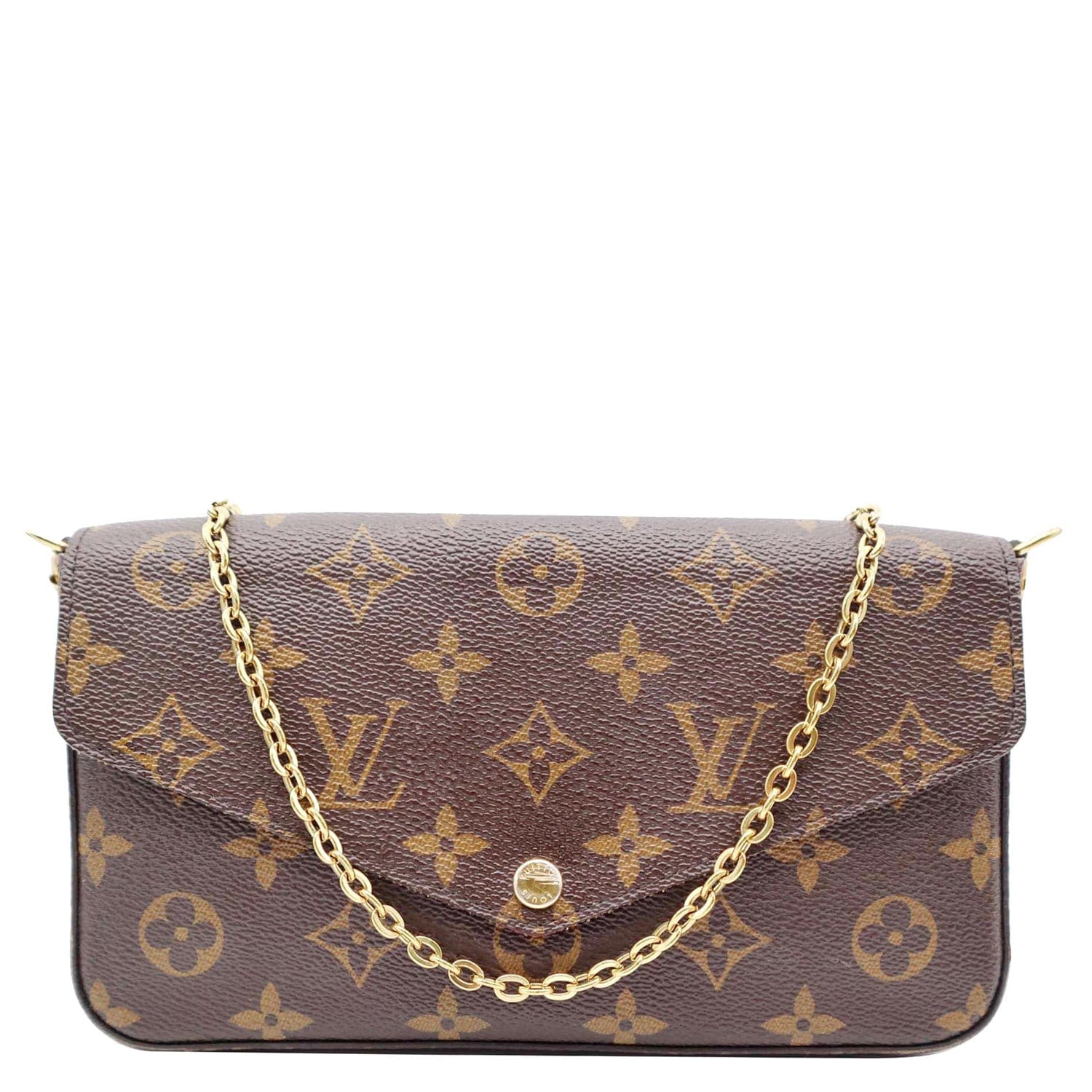 used Pre-owned Authenticated Louis Vuitton Monogram Flore Wallet on Chain Canvas Brown Crossbody Bag Unisex (Good), Adult Unisex, Size: Small