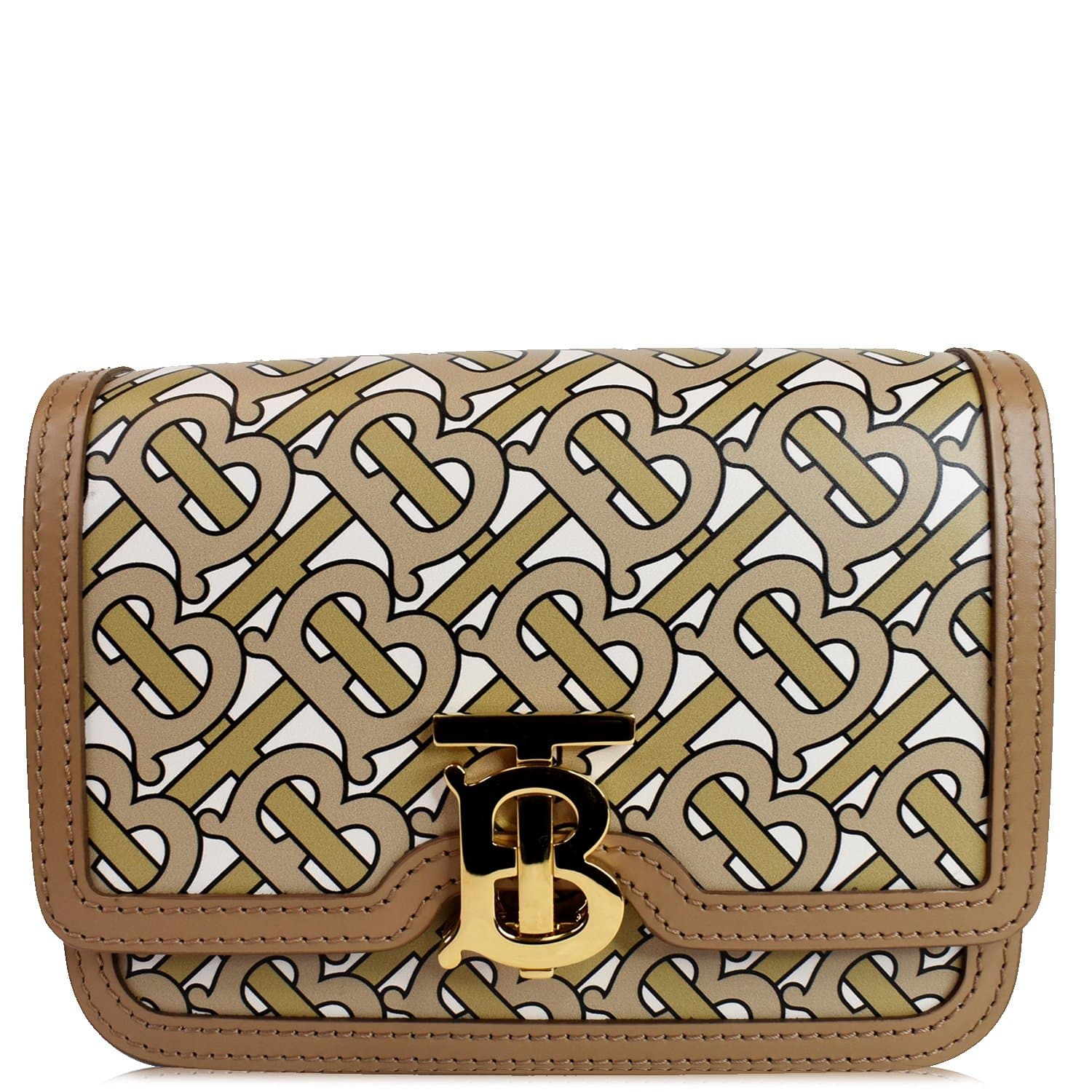 BURBERRY TB Monogram Mini Leather Shoulder Bag Beige - Final Sale