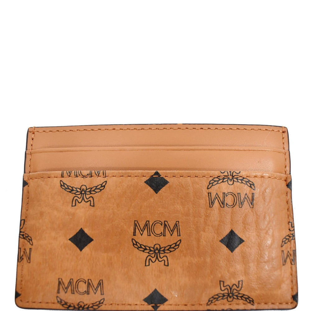 MCM Visetos Monogram Canvas Card Holder Cognac