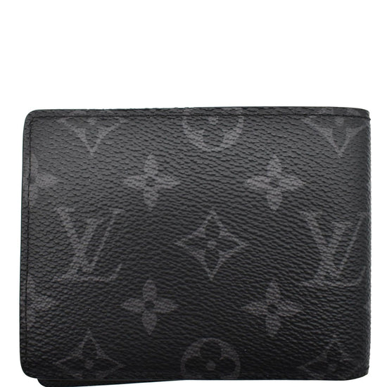 LOUIS VUITTON Monogram Eclipse Canvas Multiple Mens Wallet Black/Grey