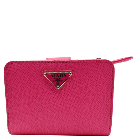 Prada Peonia Pink Large Saffiano Leather Wallet Zip Around Wallet
