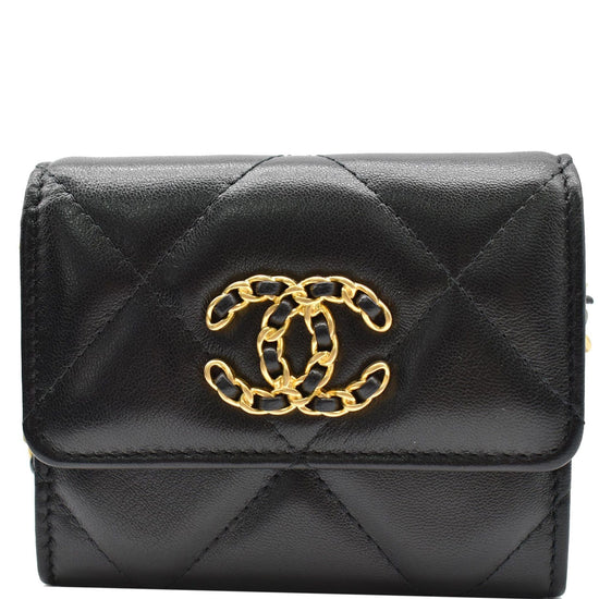 Chanel Brand New Black Crinkled Leather Coin Purse Crossbody Bag