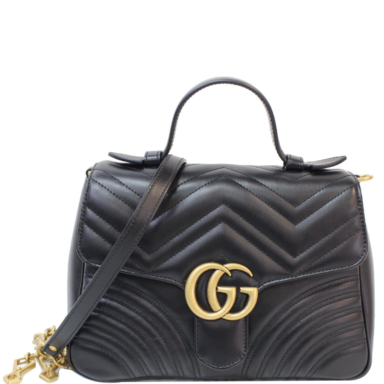 100% Authentic Gucci GG Marmont Top Handle Black Bag