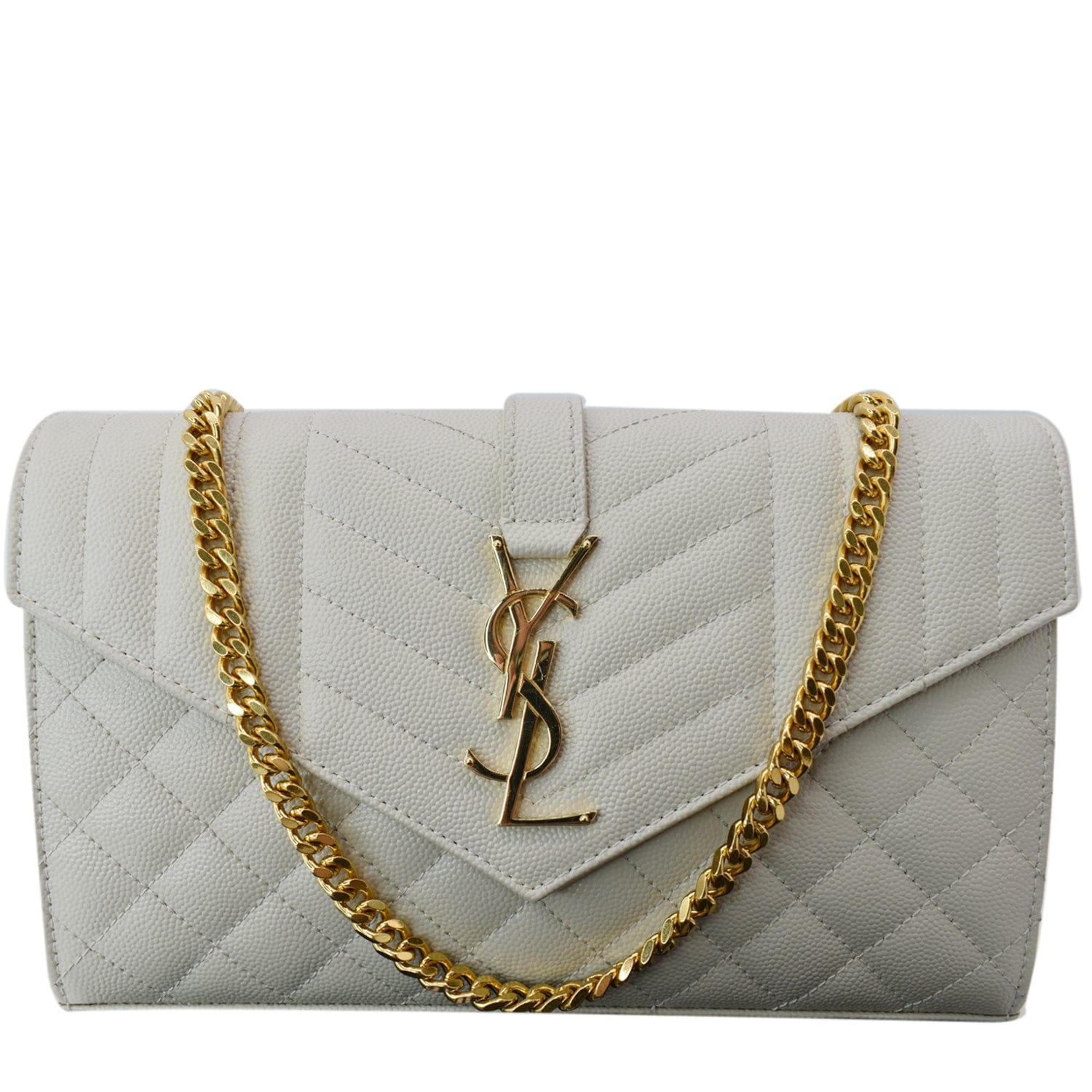 YSL Wallet on Chain Small in Monogram Grain Black Leather and