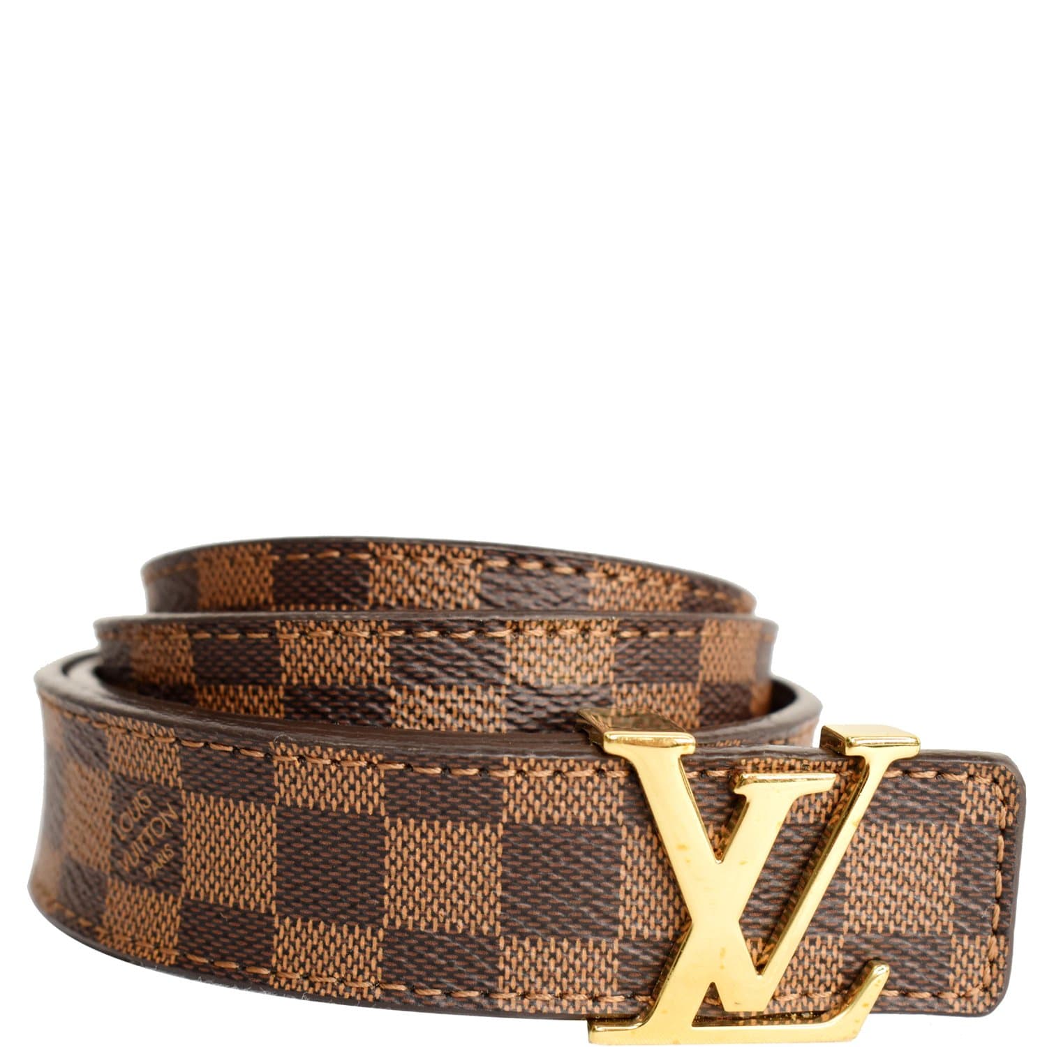 LOUIS VUITTON LV Initiales Damier Ebene Belt Brown