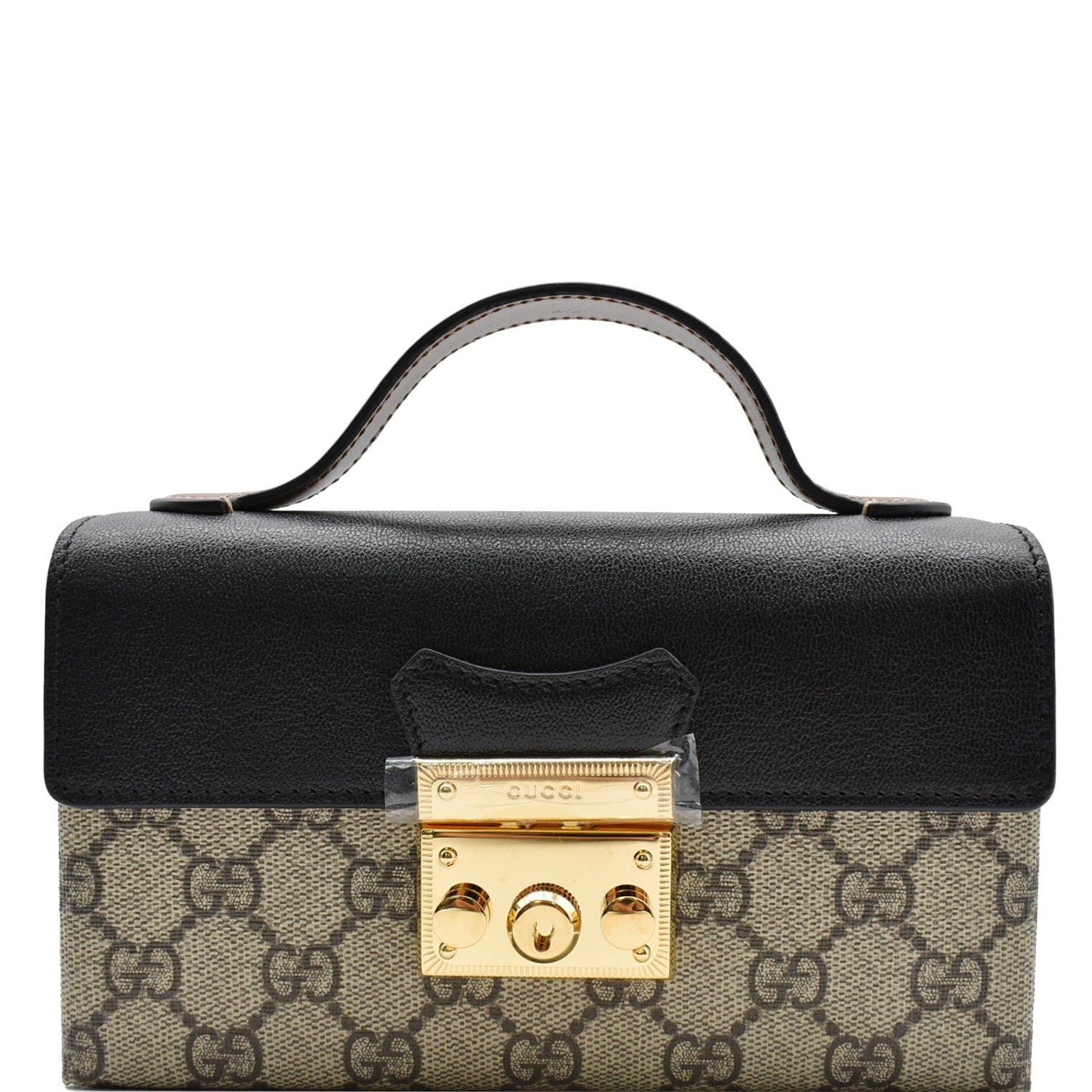 Gucci Black/Beige GG Supreme Canvas Medium Padlock Shoulder Bag Gucci